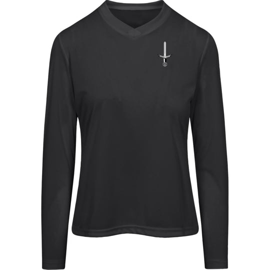 Ladies' Moisture-Wicking Long Sleeve V-Neck Tee